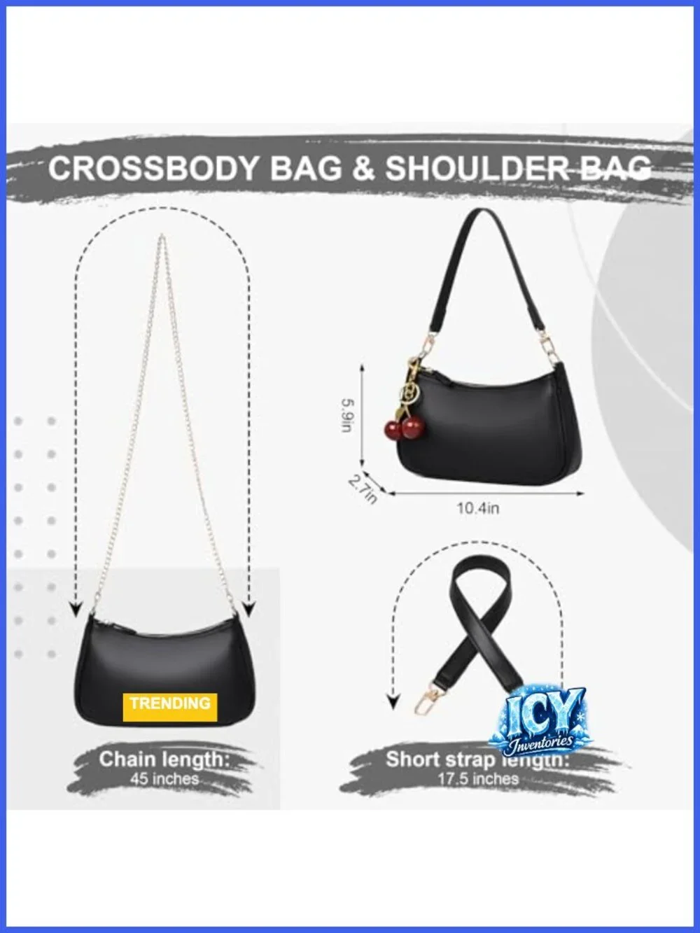 Faux Leather Cherry Hobo Shoulder Bag Crossbody Purse with Chain Strap